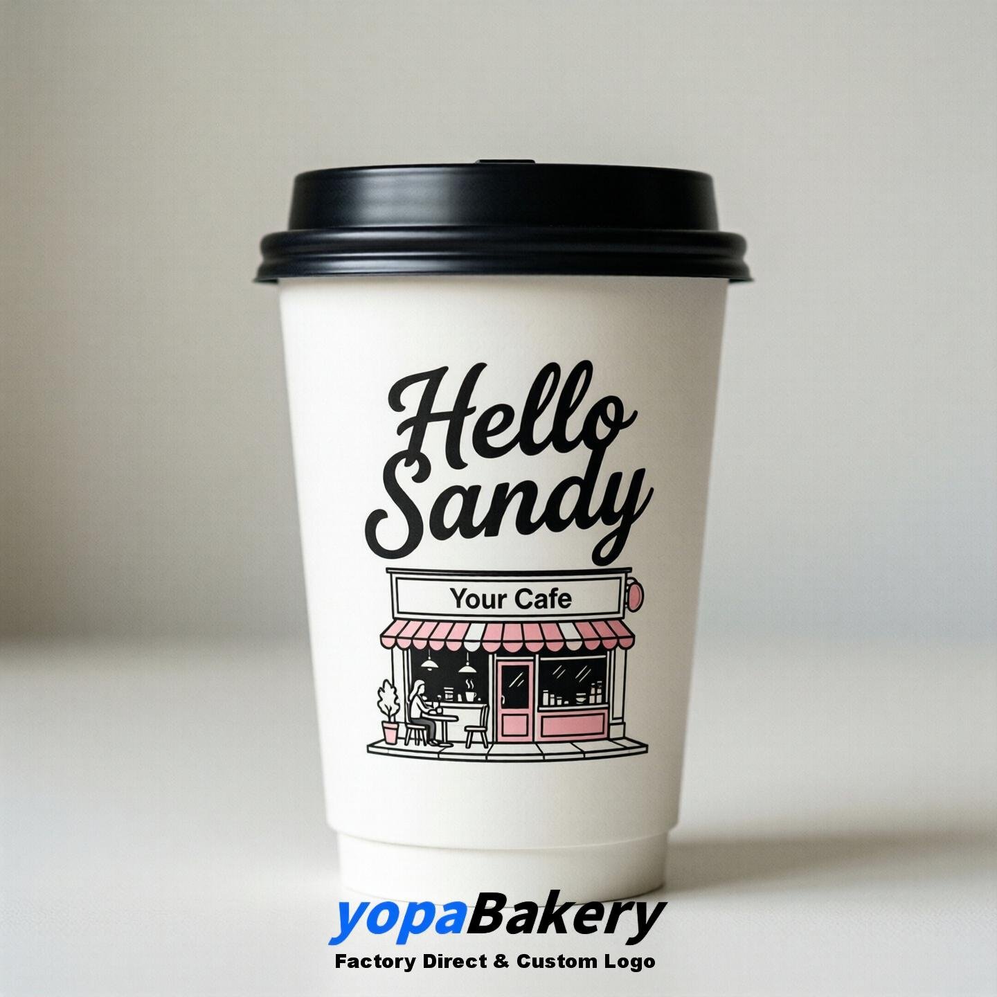 'Hello Sandy' Paper Coffee Cups | Sandy Cafe Packaging Design Agency