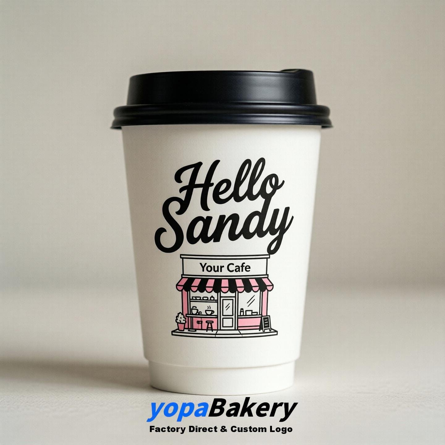 'Hello Sandy' Paper Coffee Cups | Sandy Cafe Packaging Design Agency