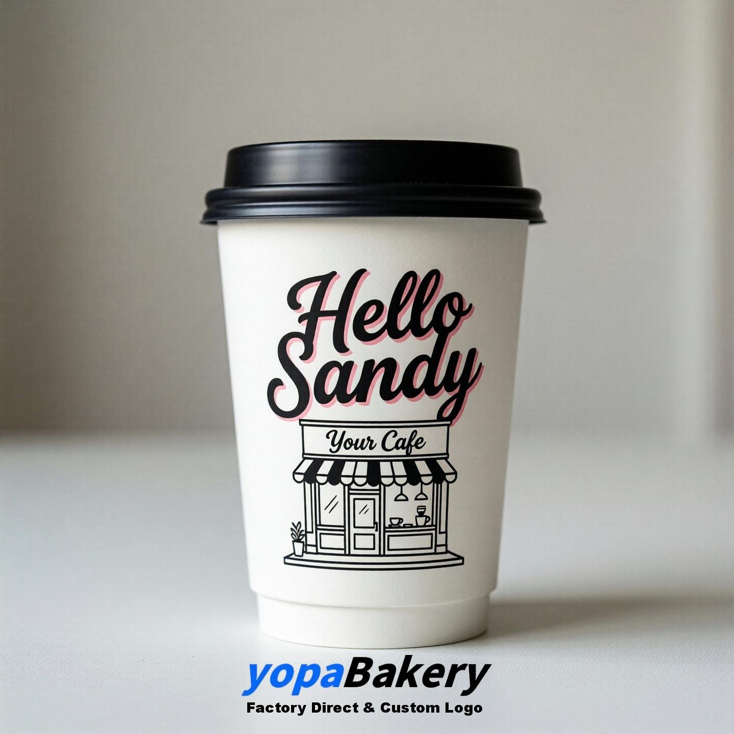 'Hello Sandy' Paper Coffee Cups | Sandy Cafe Packaging Design Agency