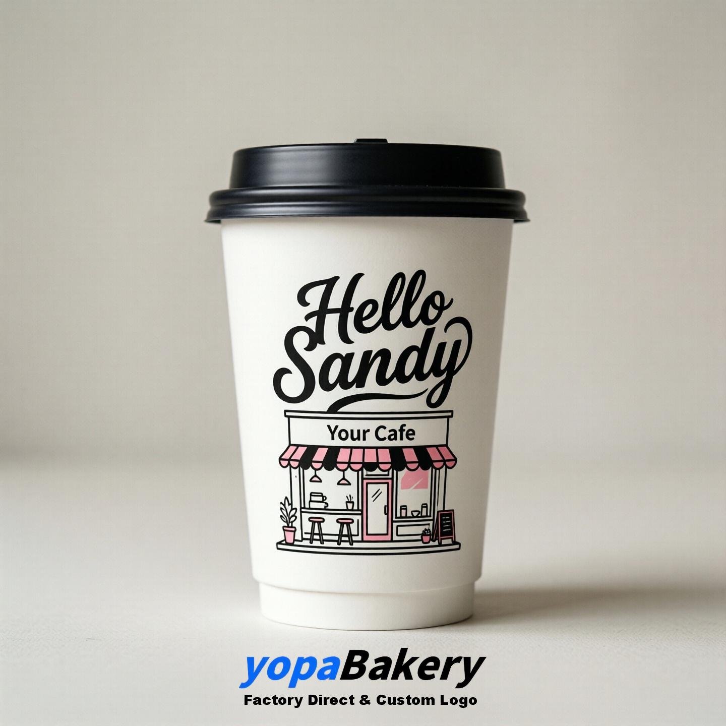 'Hello Sandy' Paper Coffee Cups | Sandy Cafe Packaging Design Agency