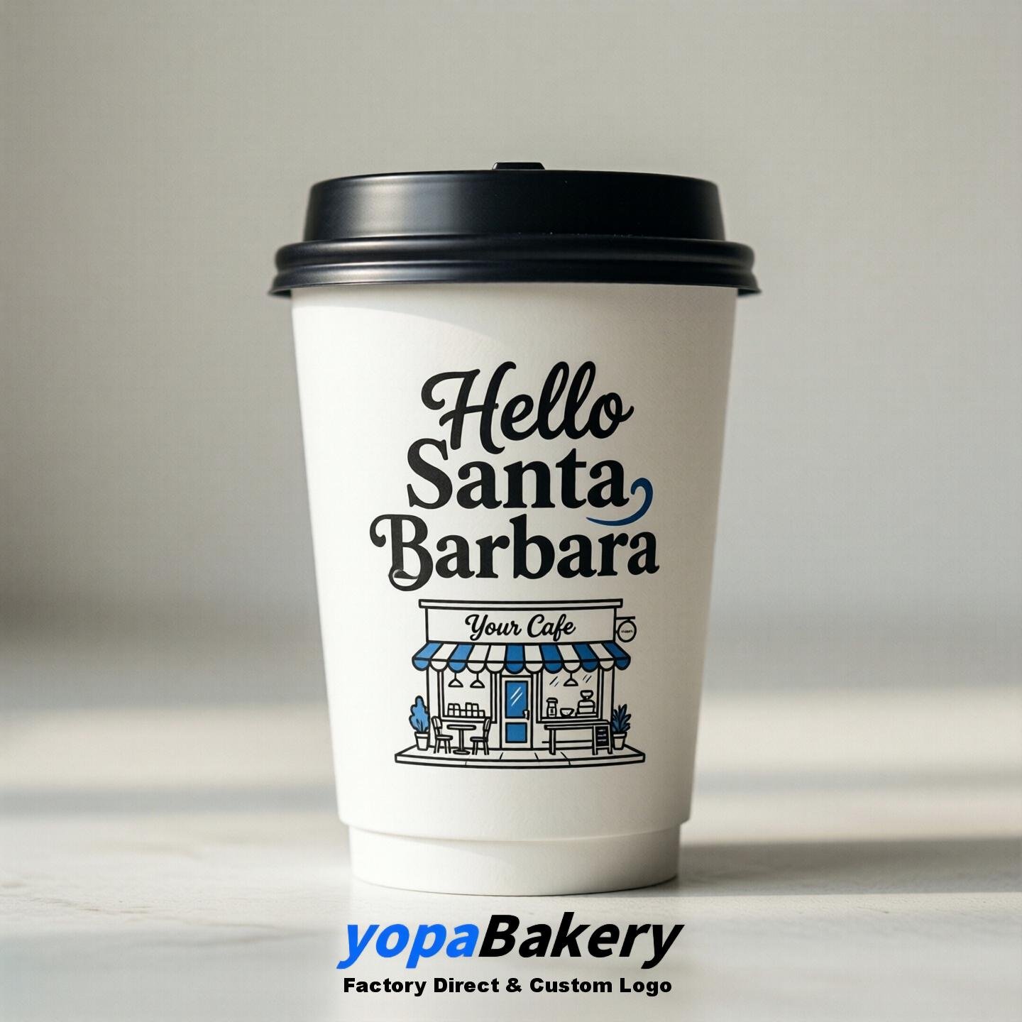 'Hello Santa Barbara' Paper Coffee Cups | Santa Barbara Cafe Packaging Design Agency