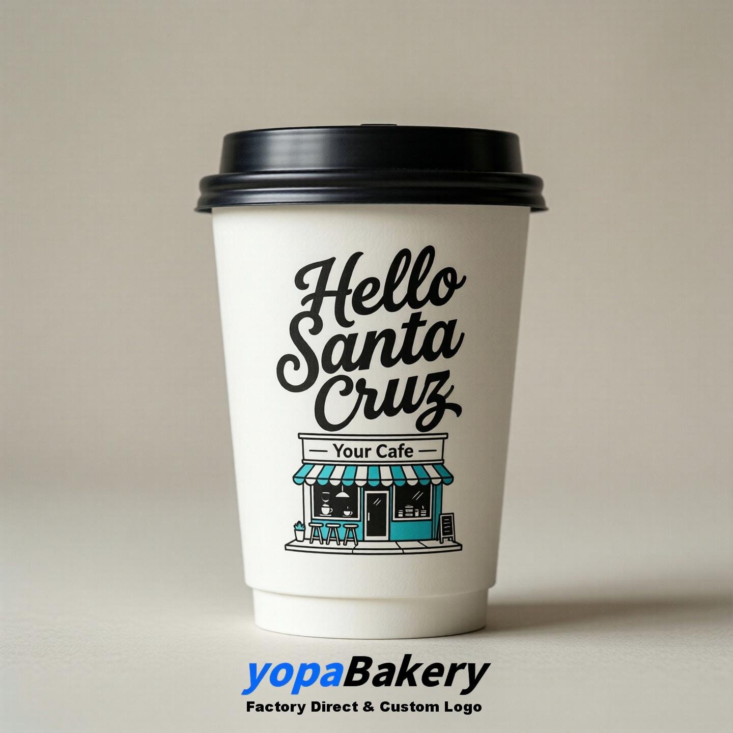 'Hello Santa Cruz' Paper Coffee Cups | Santa Cruz Cafe Packaging Design Agency