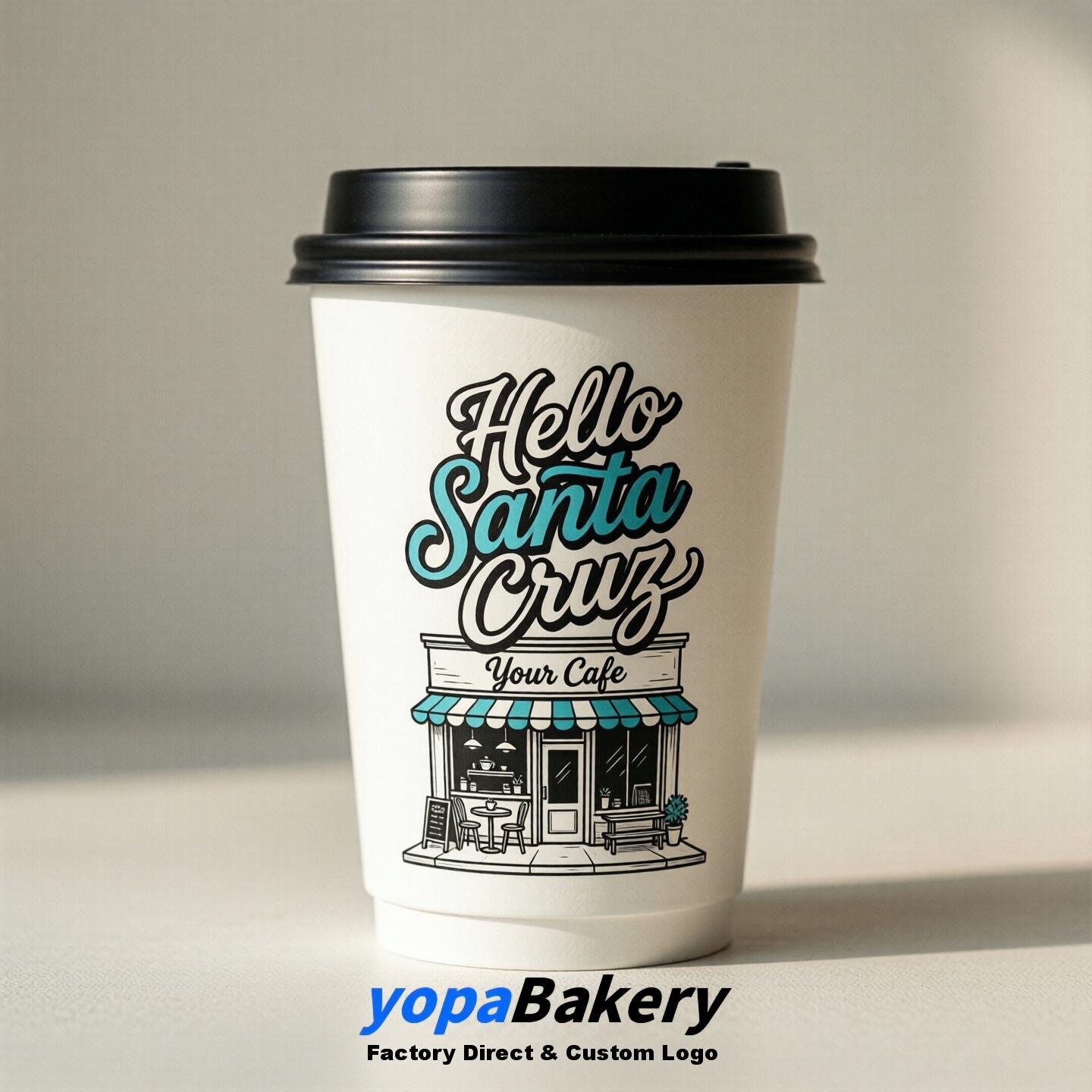 'Hello Santa Cruz' Paper Coffee Cups | Santa Cruz Cafe Packaging Design Agency