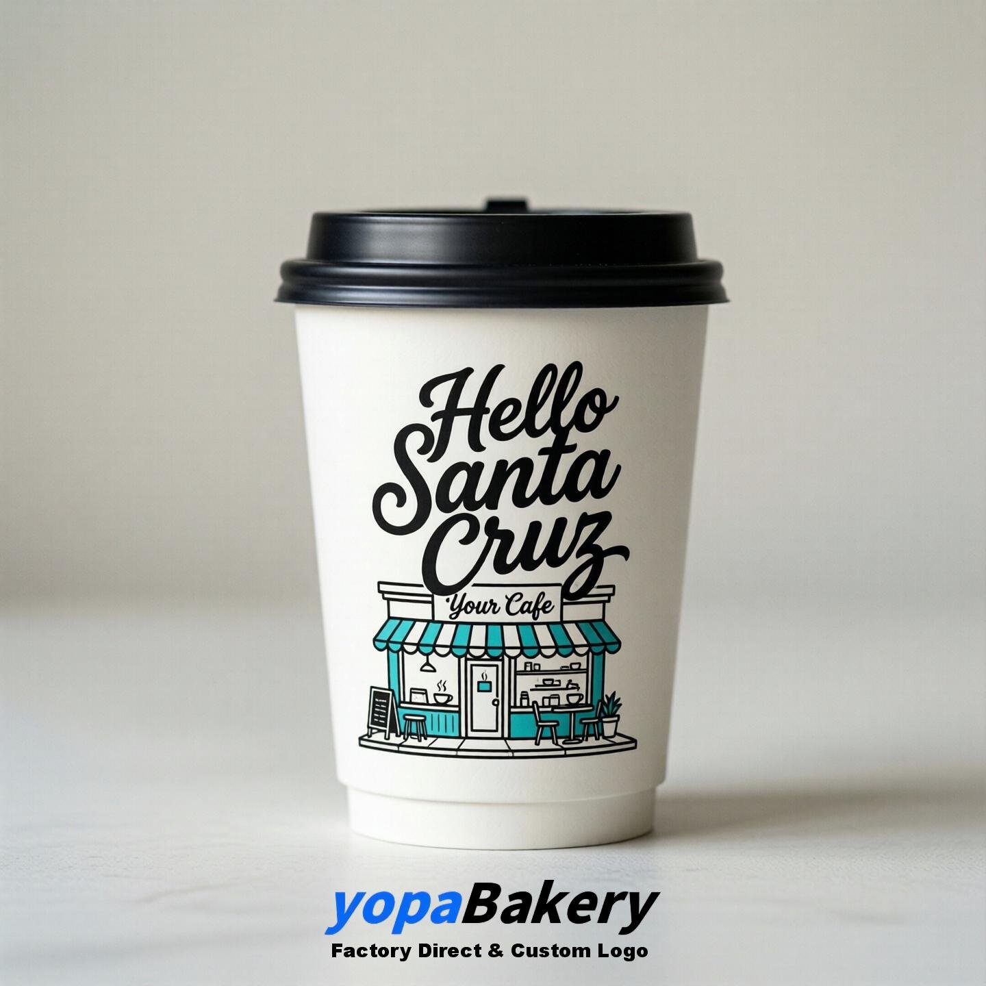 'Hello Santa Cruz' Paper Coffee Cups | Santa Cruz Cafe Packaging Design Agency