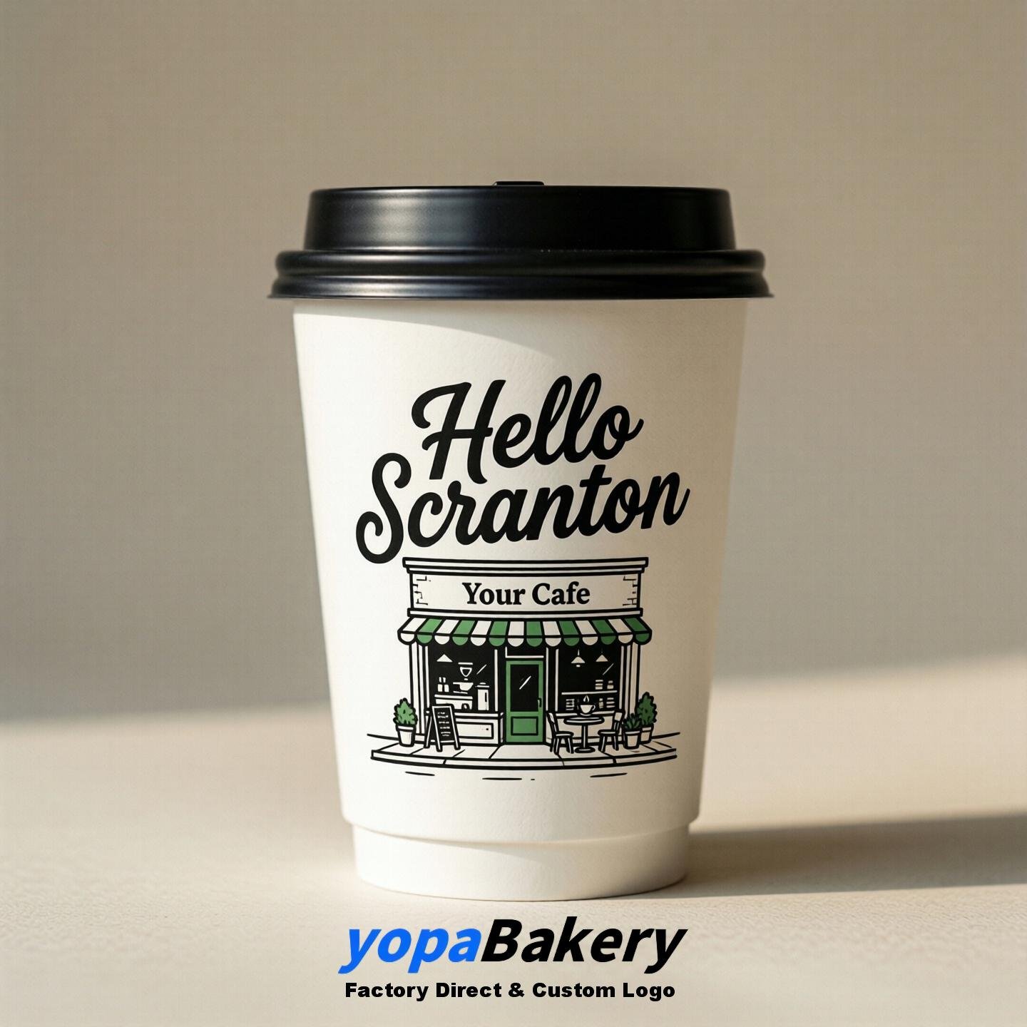 'Hello Scranton' Paper Coffee Cups | Scranton Cafe Packaging Design Agency