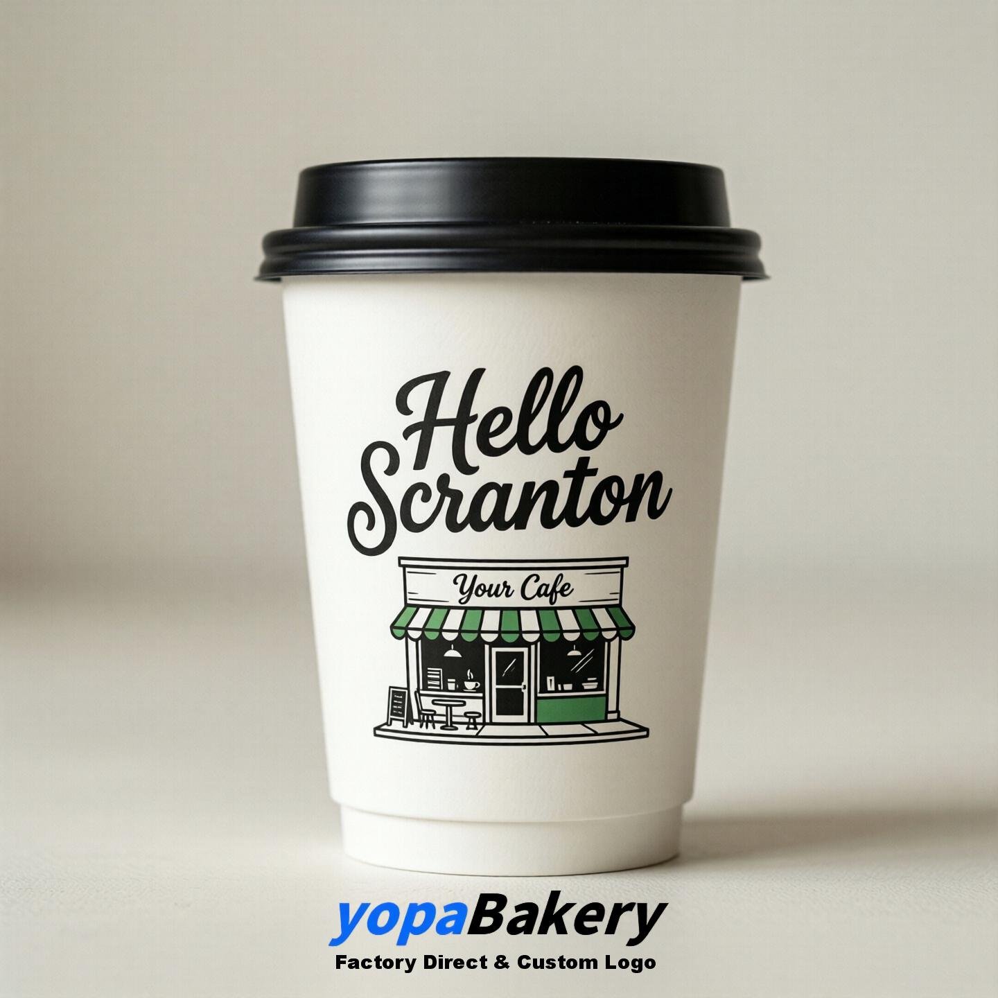 'Hello Scranton' Paper Coffee Cups | Scranton Cafe Packaging Design Agency
