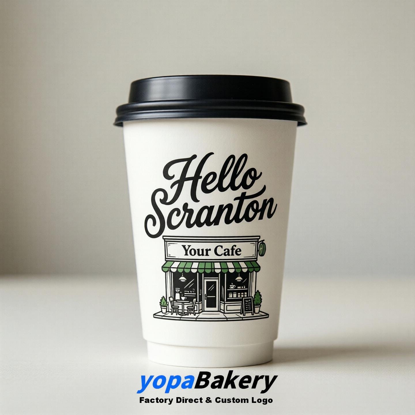 'Hello Scranton' Paper Coffee Cups | Scranton Cafe Packaging Design Agency