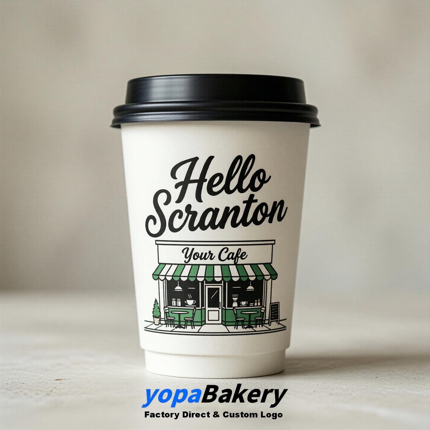 'Hello Scranton' Paper Coffee Cups | Scranton Cafe Packaging Design Agency