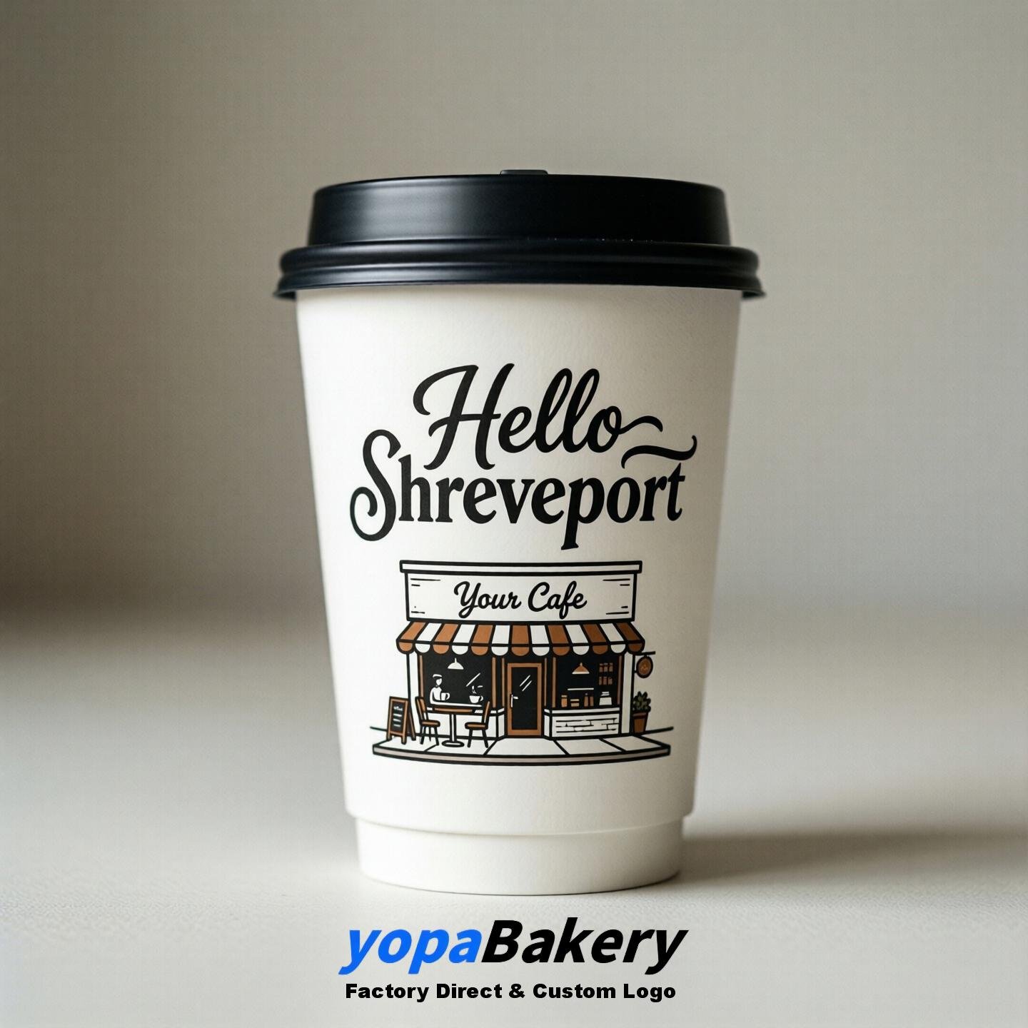 Welcome to Shreveport Printed Paper Coffee Cups | Shreveport Cafe Packaging Designer
