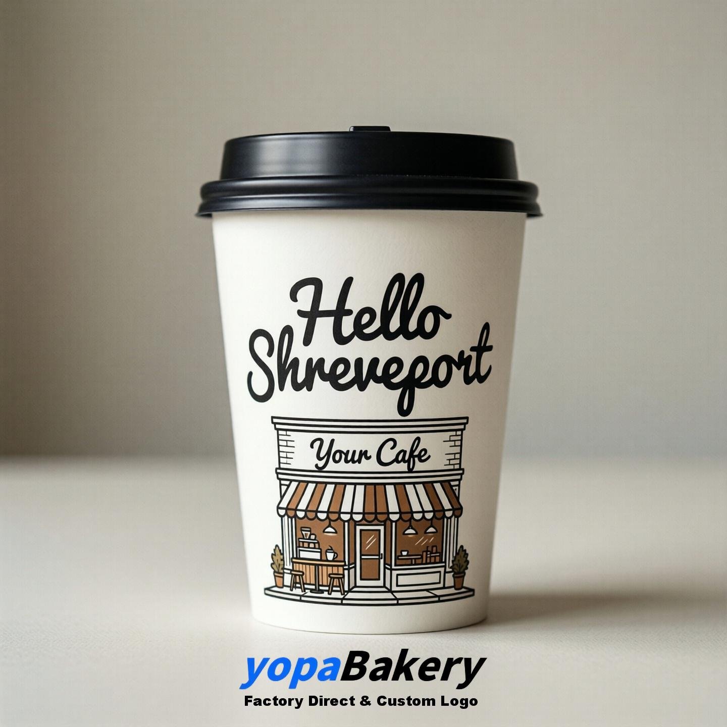 Welcome to Shreveport Printed Paper Coffee Cups | Shreveport Cafe Packaging Designer
