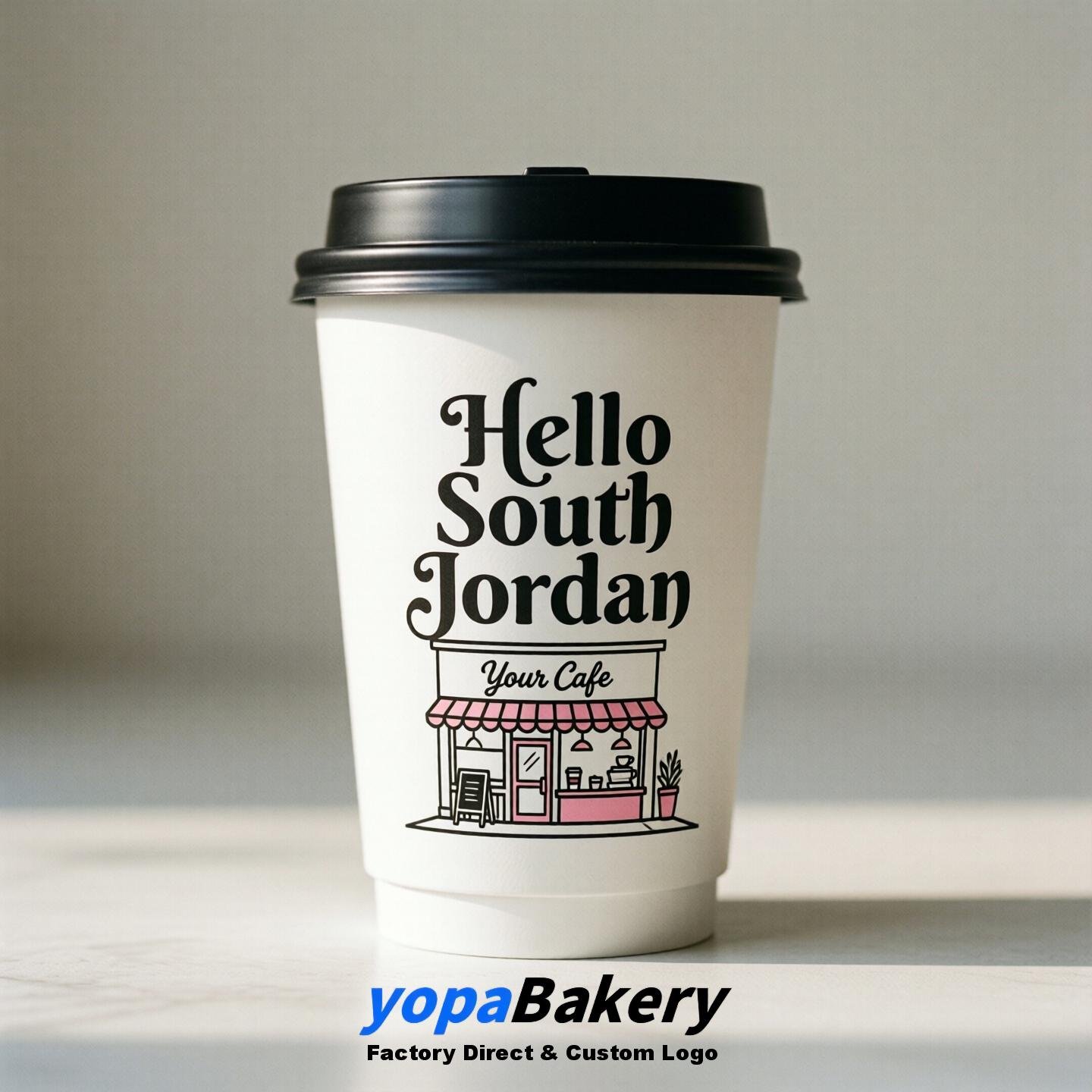 'Hello South Jordan' Paper Coffee Cups | South Jordan Cafe Packaging Design Agency