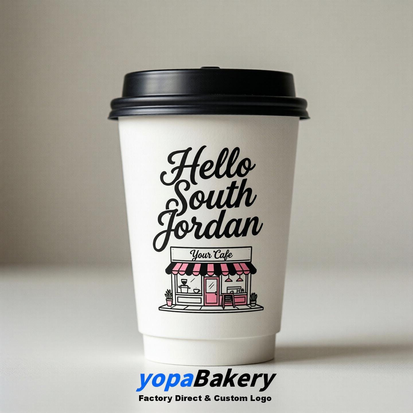 'Hello South Jordan' Paper Coffee Cups | South Jordan Cafe Packaging Design Agency