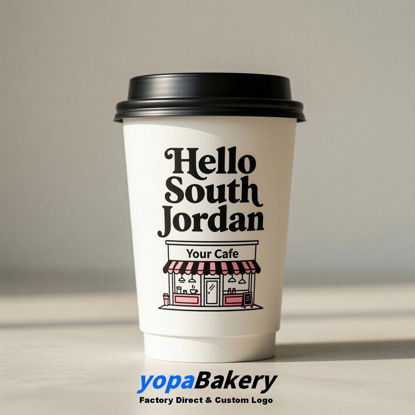 'Hello South Jordan' Paper Coffee Cups | South Jordan Cafe Packaging Design Agency