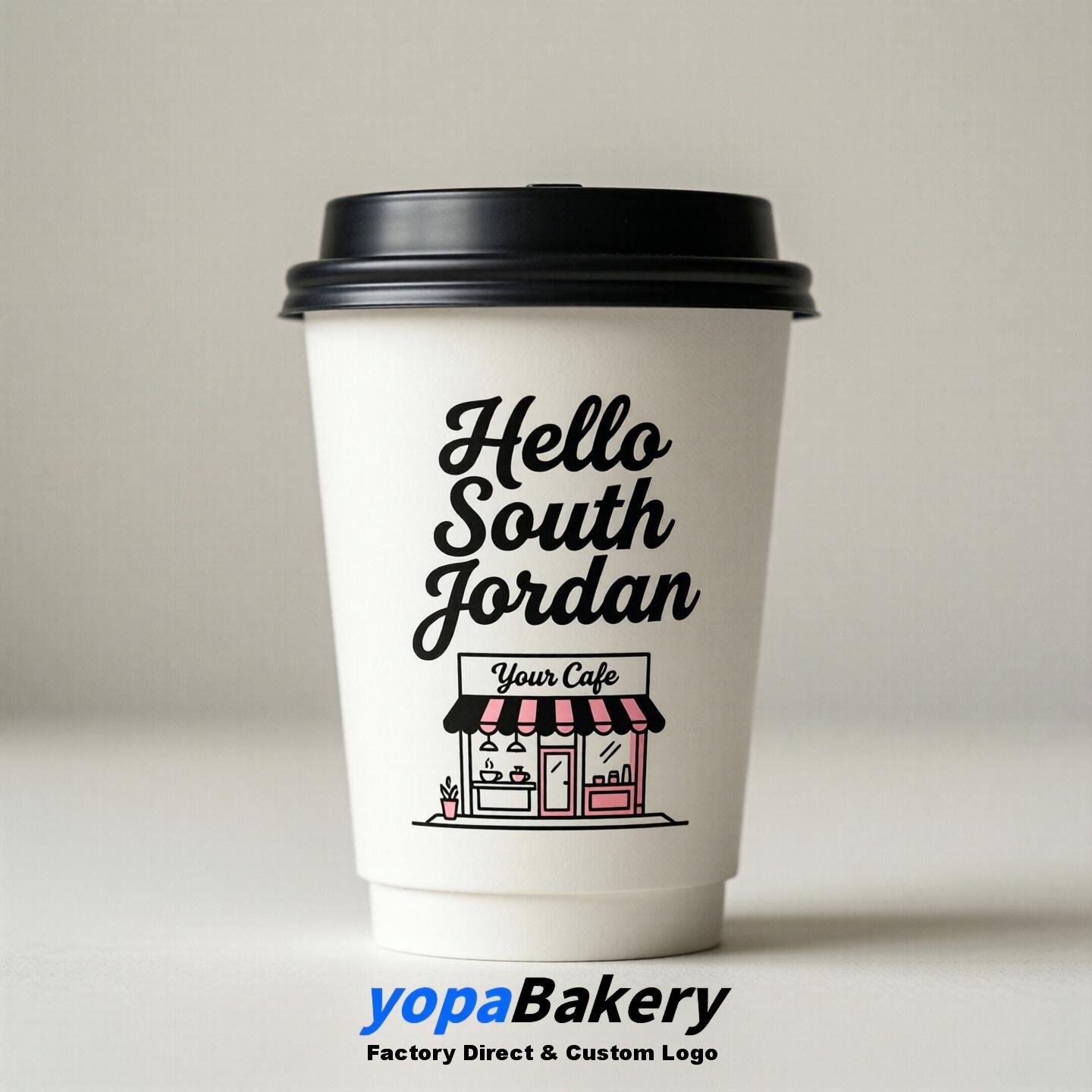 'Hello South Jordan' Paper Coffee Cups | South Jordan Cafe Packaging Design Agency