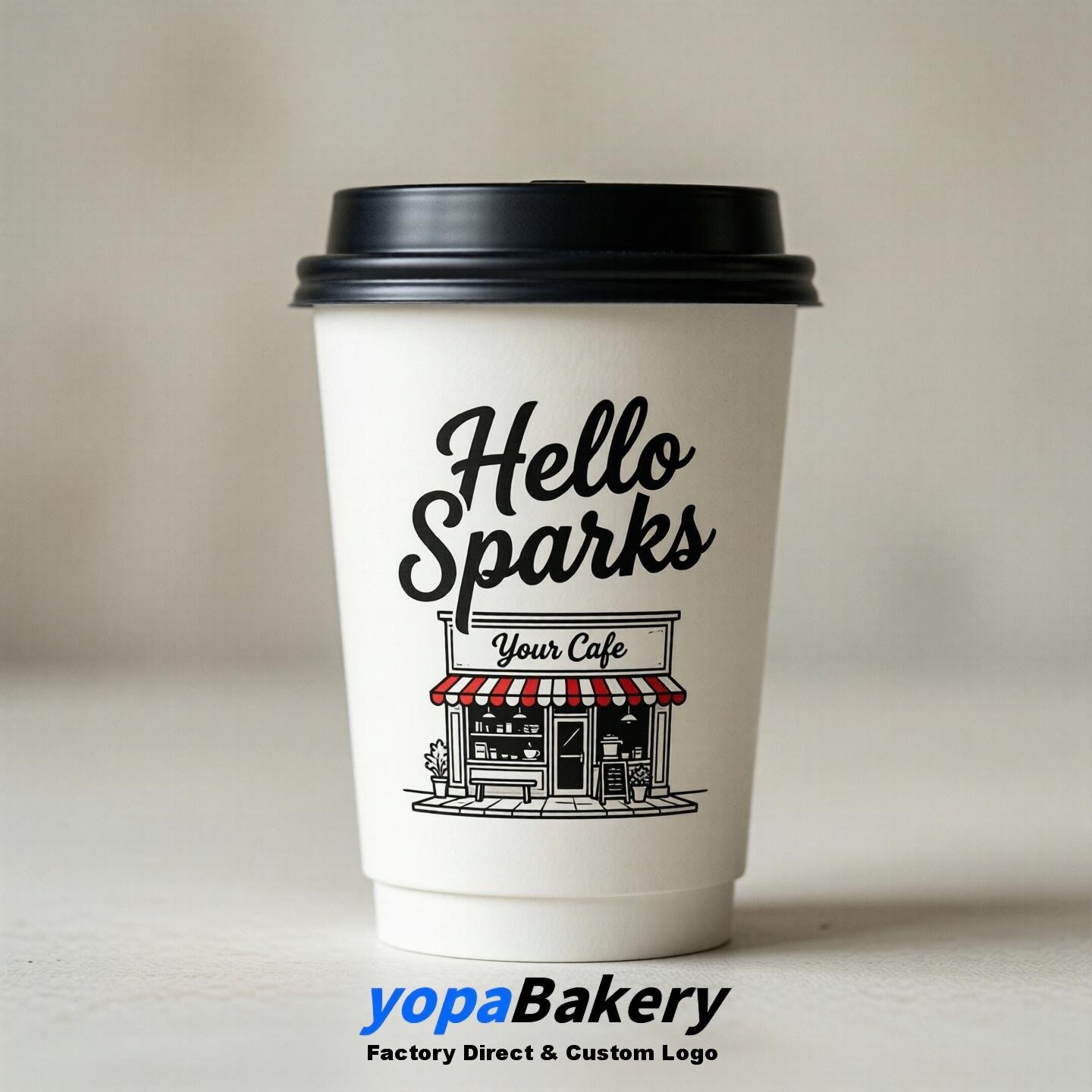 'Hello Sparks' Paper Coffee Cups | Sparks Cafe Packaging Design Agency
