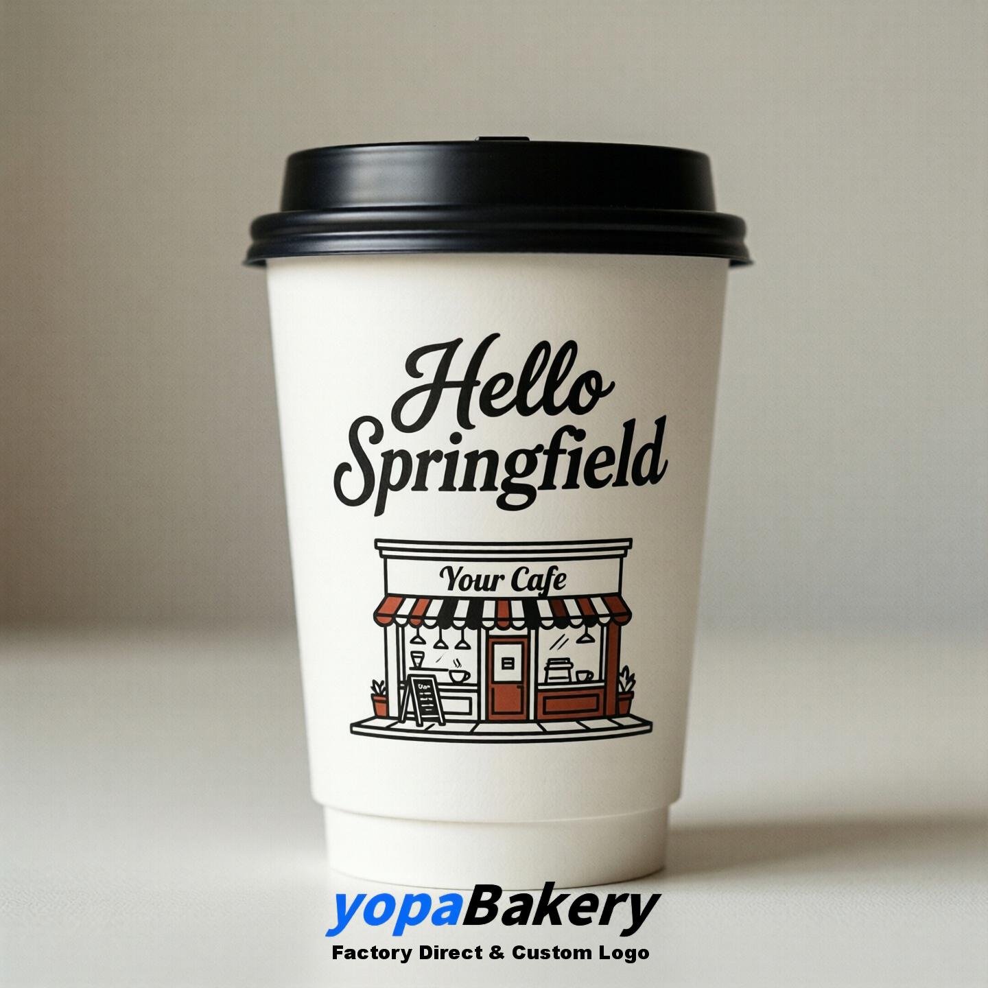 Welcome to Springfield Printed Paper Coffee Cups | Springfield Cafe Packaging Designer Welcome to Springfield Printed Paper Coffee Cups | Springfield Cafe Packaging Designer