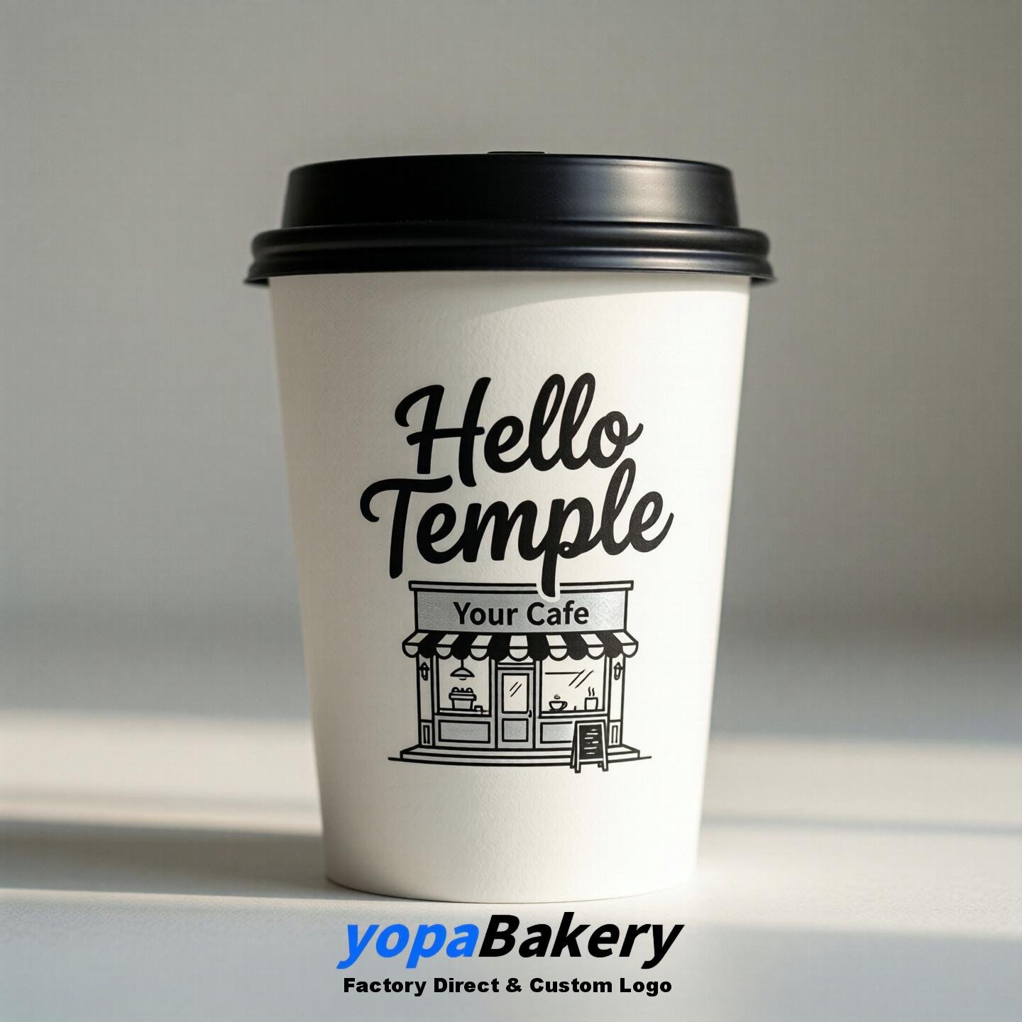 'Hello Temple' Paper Coffee Cups | Temple Cafe Packaging Design Agency