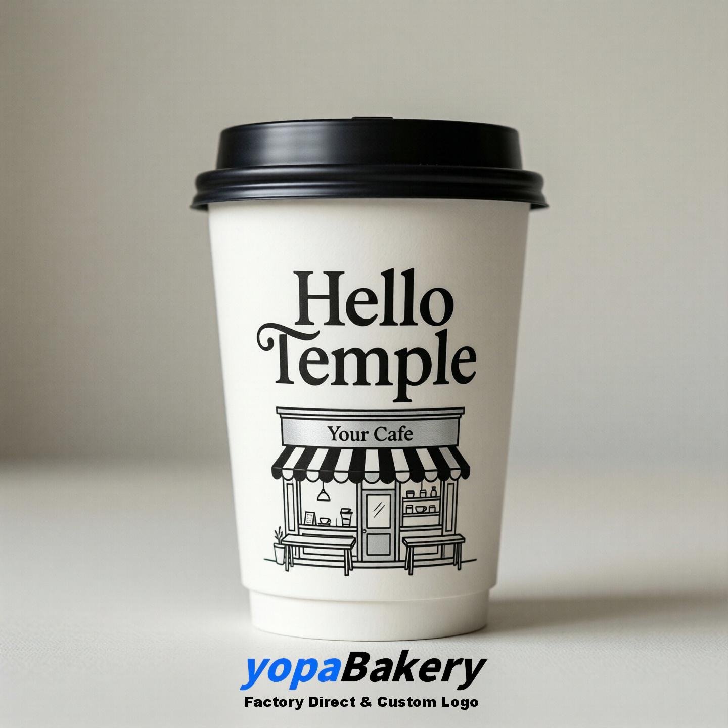 'Hello Temple' Paper Coffee Cups | Temple Cafe Packaging Design Agency