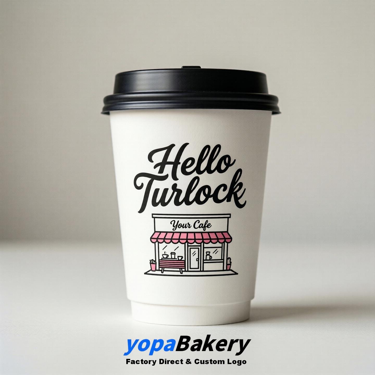 'Hello Turlock' Paper Coffee Cups | Turlock Cafe Packaging Design Agency