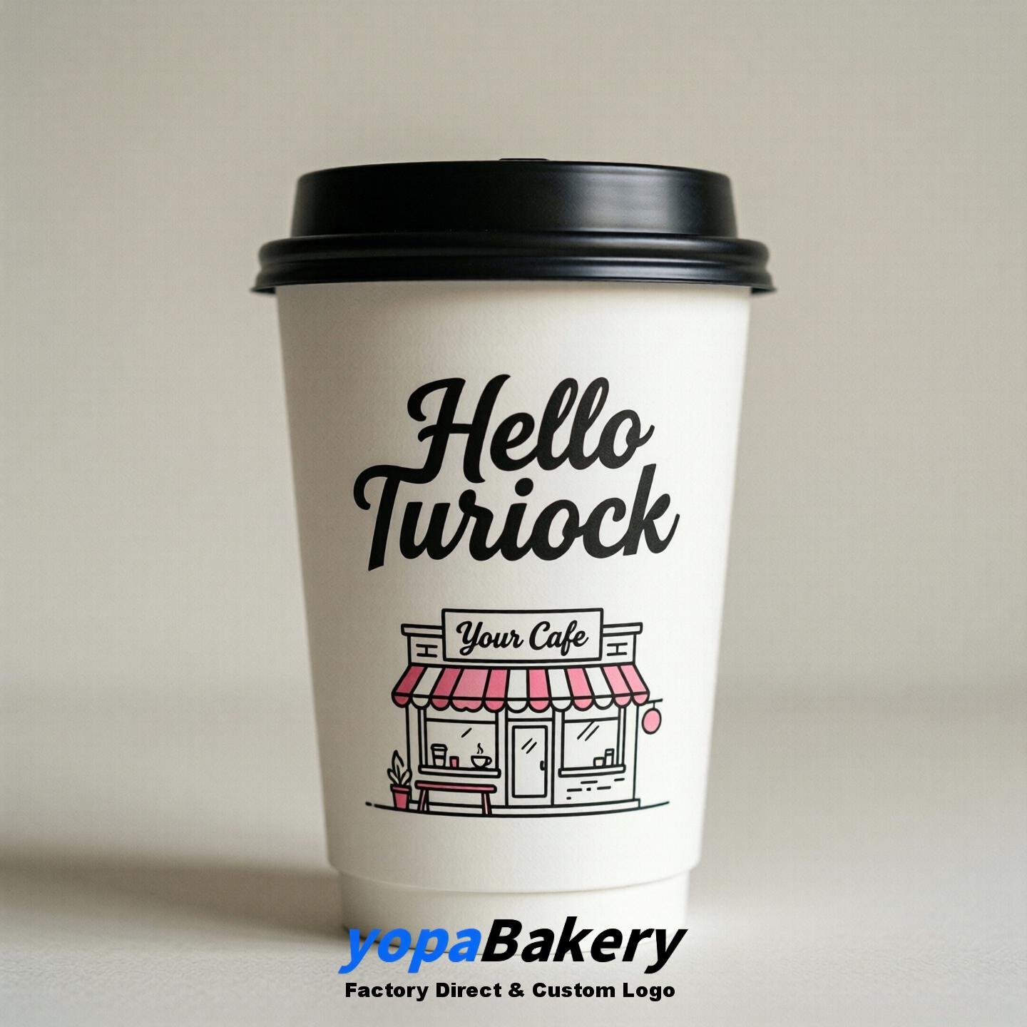 'Hello Turlock' Paper Coffee Cups | Turlock Cafe Packaging Design Agency
