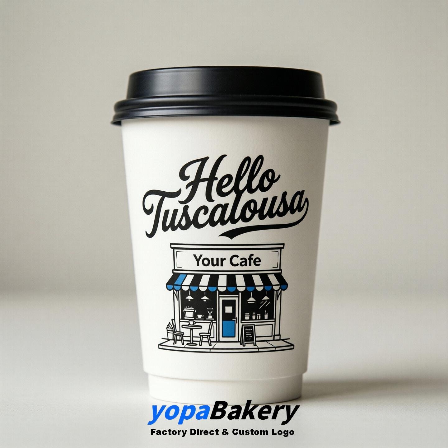 'Welcome to Tuscaloosa' Paper Coffee Cups | Tuscaloosa Cafe Packaging Design Firm