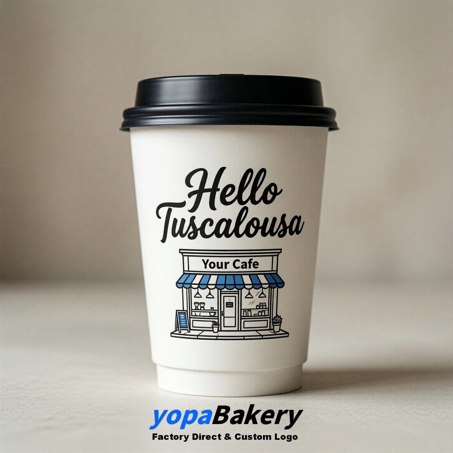 'Welcome to Tuscaloosa' Paper Coffee Cups | Tuscaloosa Cafe Packaging Design Firm