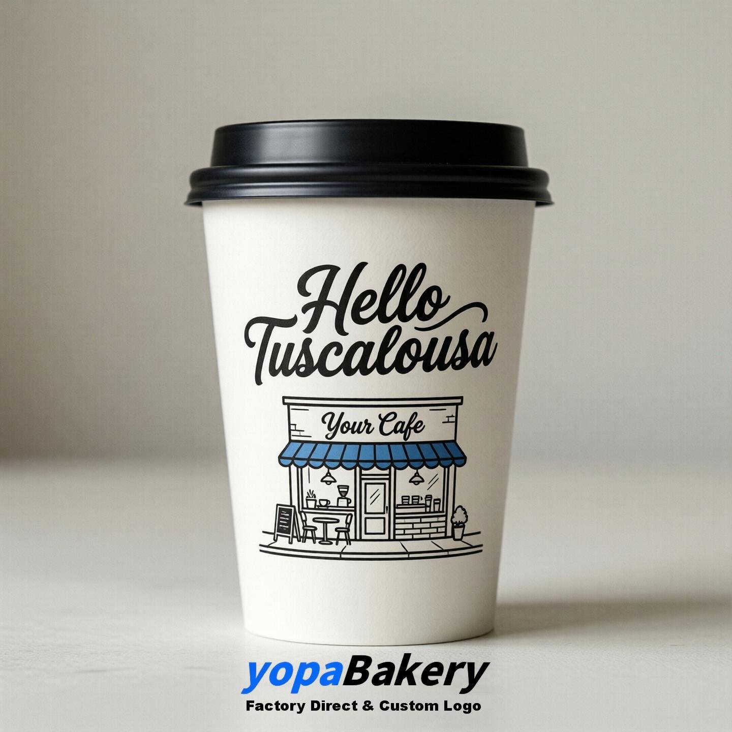 'Welcome to Tuscaloosa' Paper Coffee Cups | Tuscaloosa Cafe Packaging Design Firm
