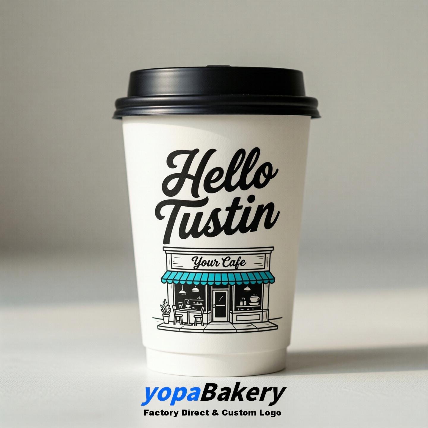 'Hello Tustin' Paper Coffee Cups | Tustin Cafe Packaging Design Agency
