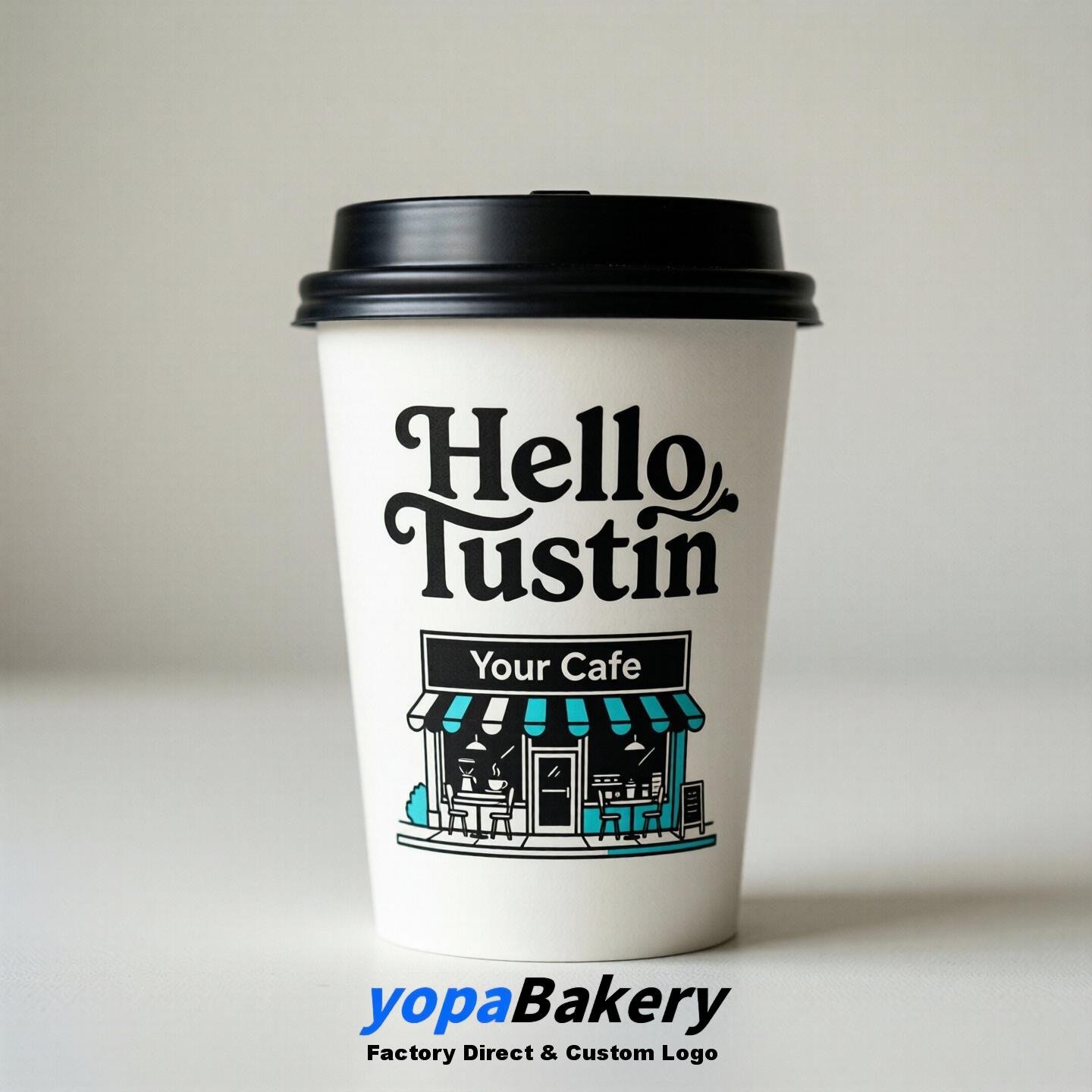 'Hello Tustin' Paper Coffee Cups | Tustin Cafe Packaging Design Agency