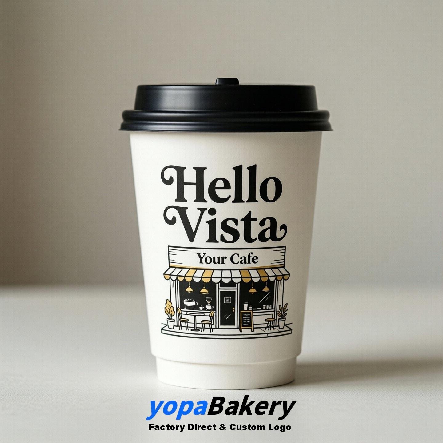 'Welcome to Vista' Paper Coffee Cups | Vista Cafe Packaging Design Firm