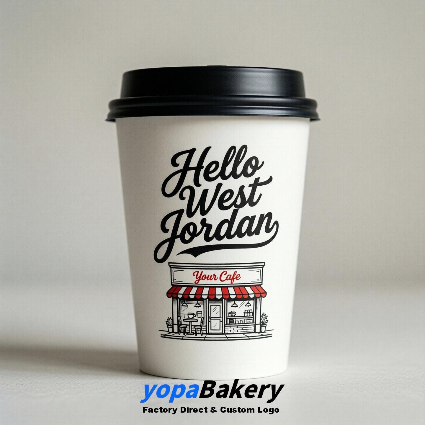 'Welcome to West Jordan' Paper Coffee Cups | West Jordan Cafe Packaging Design Firm