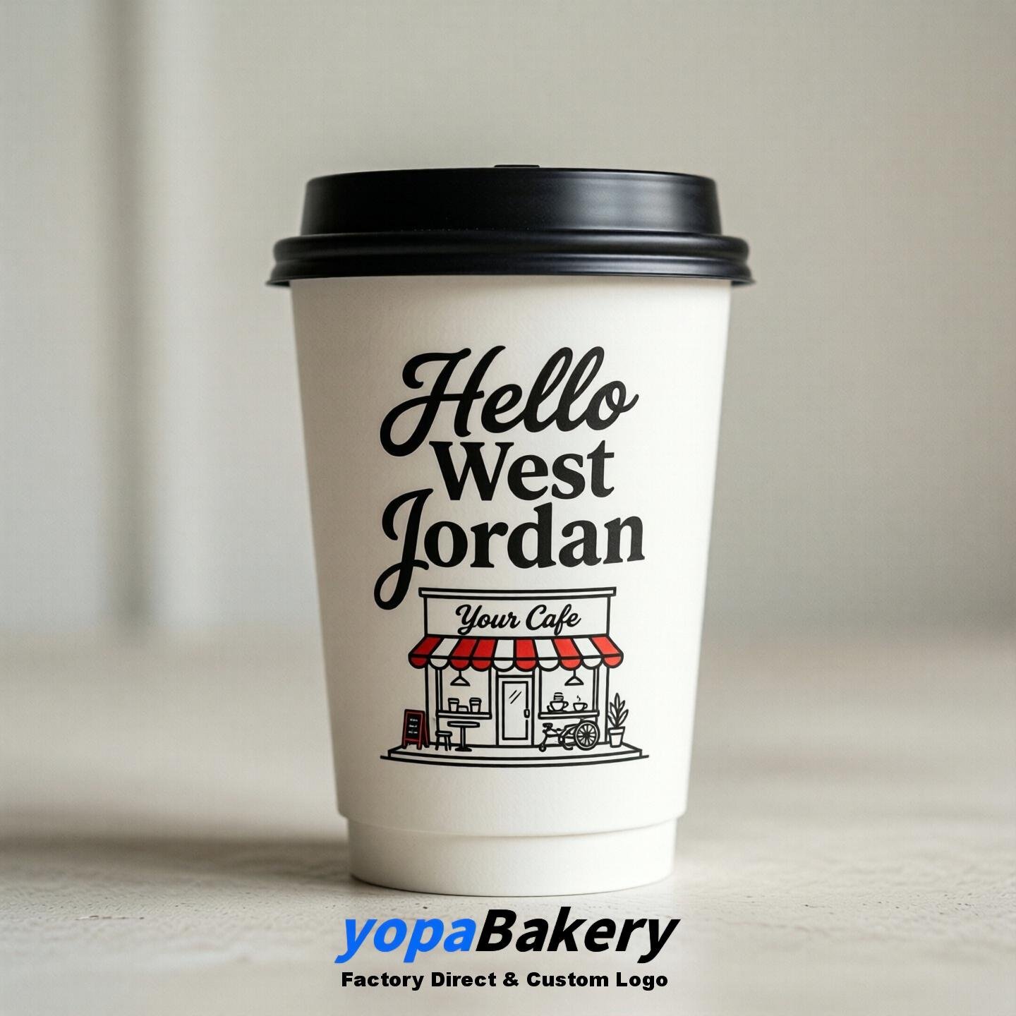 'Welcome to West Jordan' Paper Coffee Cups | West Jordan Cafe Packaging Design Firm