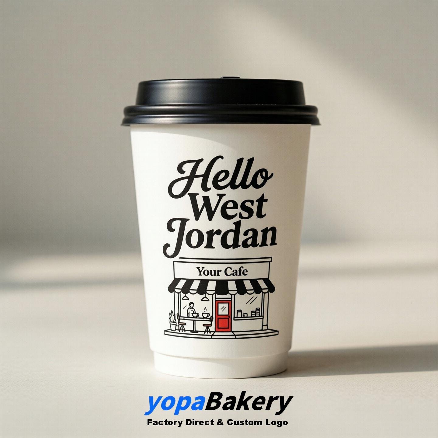 'Welcome to West Jordan' Paper Coffee Cups | West Jordan Cafe Packaging Design Firm