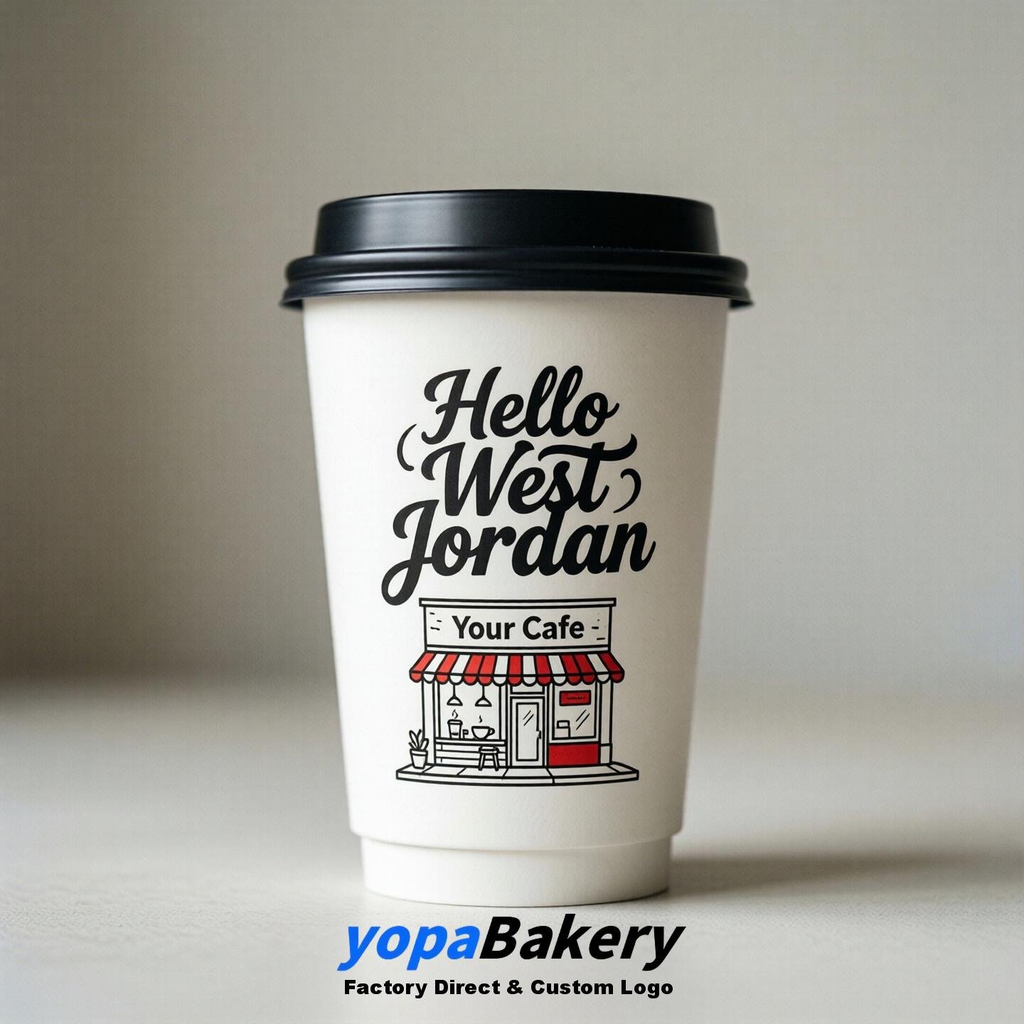 'Welcome to West Jordan' Paper Coffee Cups | West Jordan Cafe Packaging Design Firm