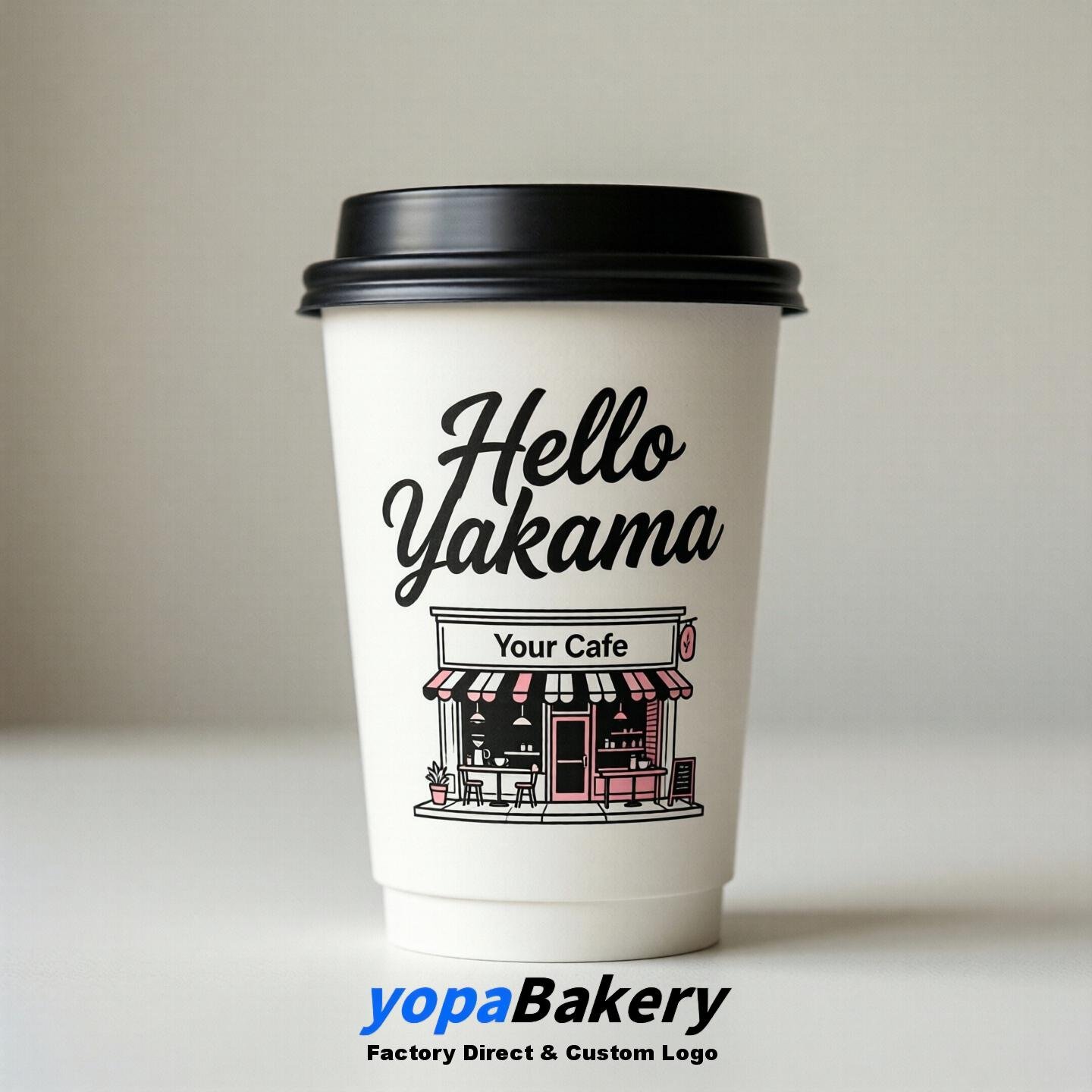 'Hello Yakima' Paper Coffee Cups | Yakima Cafe Packaging Design Agency