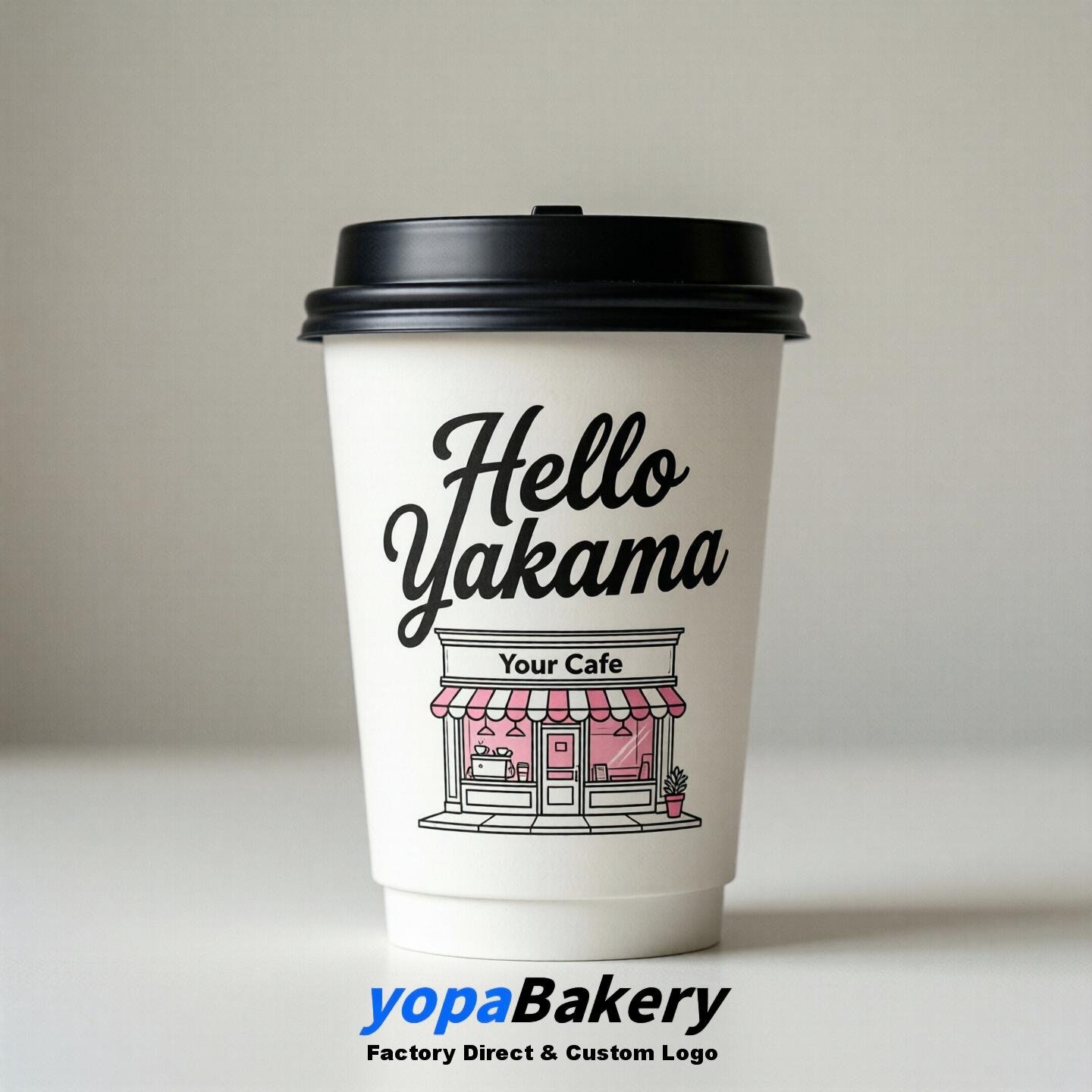 'Hello Yakima' Paper Coffee Cups | Yakima Cafe Packaging Design Agency