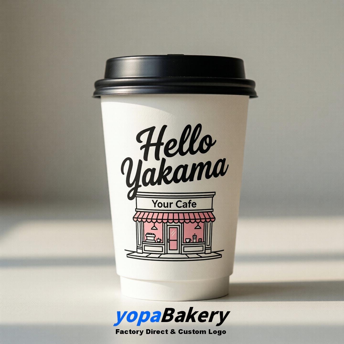 'Hello Yakima' Paper Coffee Cups | Yakima Cafe Packaging Design Agency