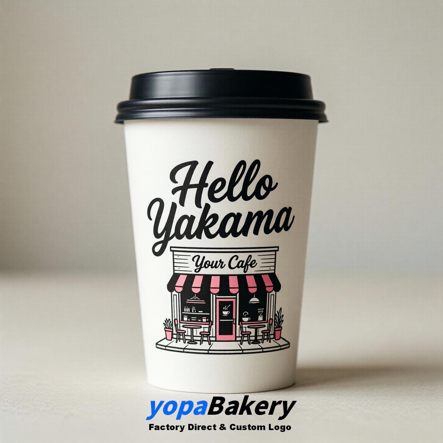 'Hello Yakima' Paper Coffee Cups | Yakima Cafe Packaging Design Agency