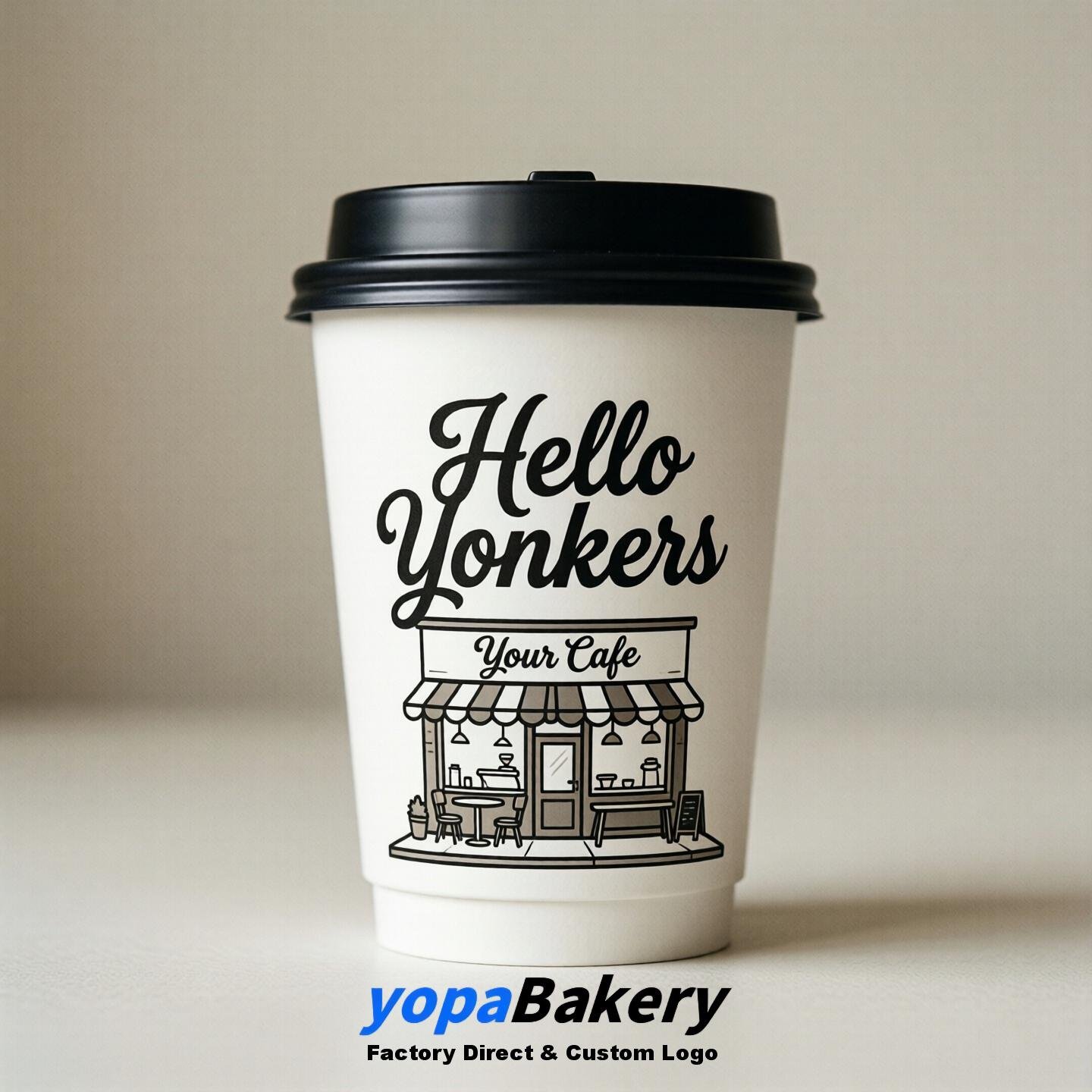 Welcome to Yonkers Printed Paper Coffee Cups | Yonkers Cafe Packaging Designer